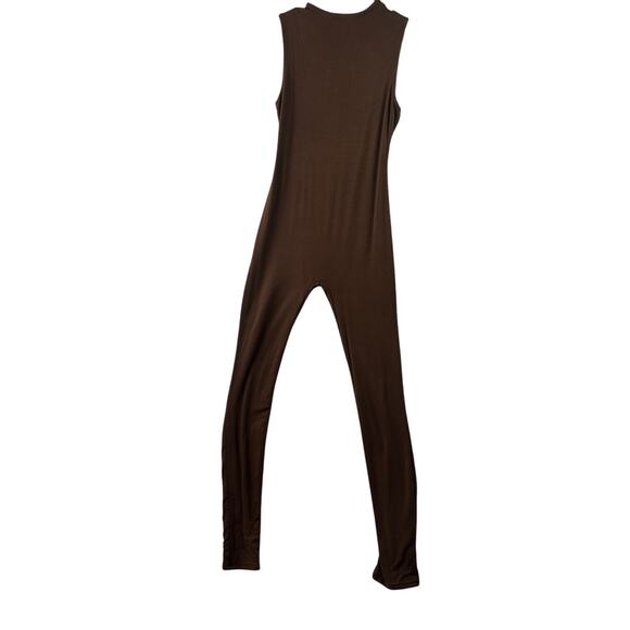 naked wardrobe Pants - Naked Wardrobe Brown Sleeveless Sculpt Jumpsuit • Size XL